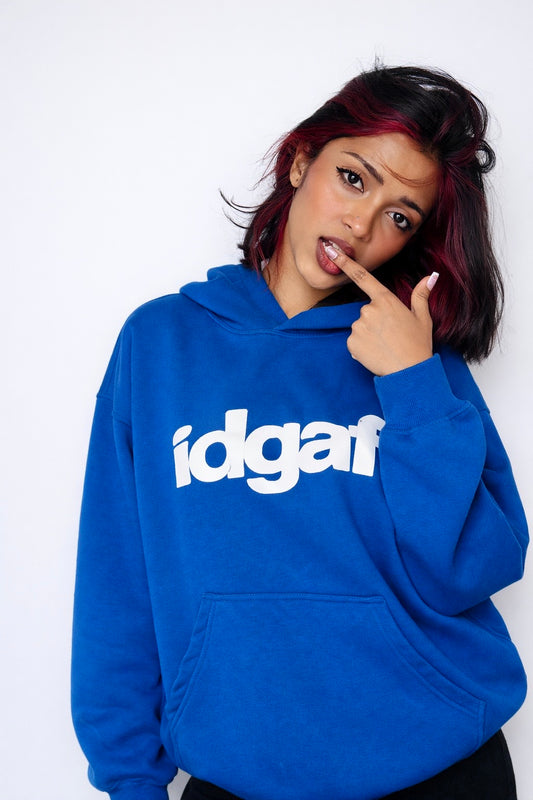IDGAF Oversized Hoodie – Electric Blue